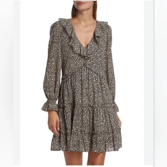 NWT | Joie Adanson Floral Mini Dress Caviar‎ Bleached Sand Size 8 $298 - Picture 1 of 10